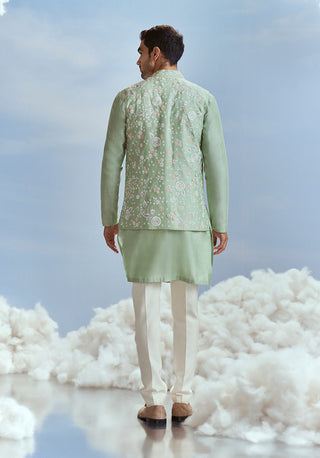 Nachiket Barve Men-Mint Mehtab Bagh Jaal Bundi Set-INDIASPOPUP.COM