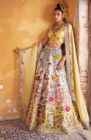 Varun Bahl-Multi Patchwork Lehenga Set-INDIASPOPUP.COM