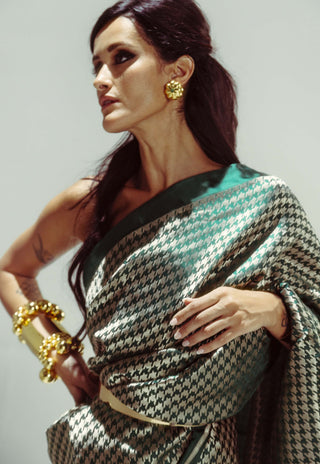 Emerald City Sari With Unstitched Blouse Piece by Ekaya available on Indiaspopup.com