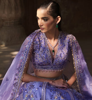 Tamanna Punjabi Kapoor Lavender Organza Lehenga Set available on indiaspopup