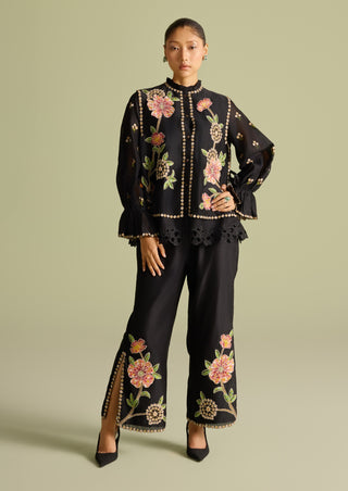 Black Mosaic Layered Shirt And Pants by Chandrima available on Indiaspopup.com