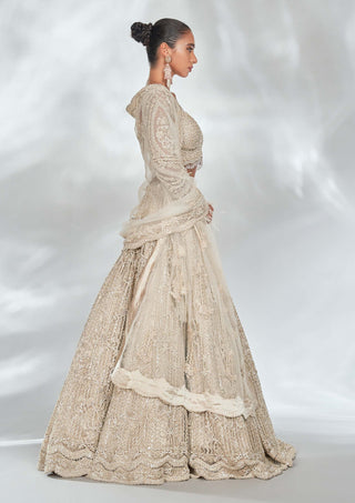 Ivory Tulle Lehenga Choli Set