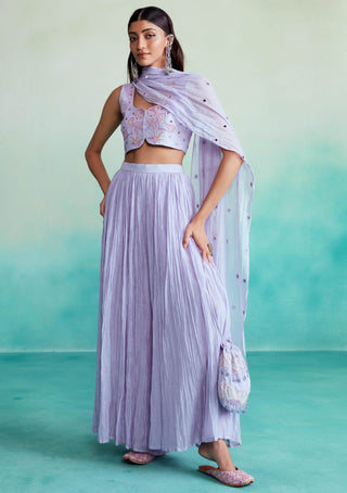 The Right Cut-Lavender Luminova Crop Top And Sharara Set-INDIASPOPUP.COM