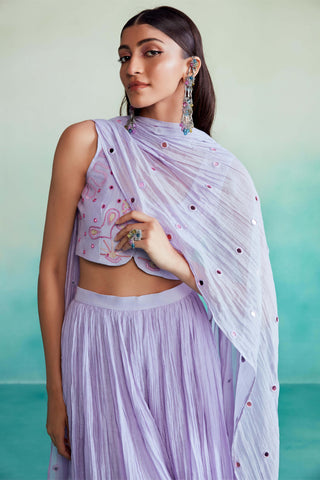 The Right Cut-Lavender Luminova Crop Top And Sharara Set-INDIASPOPUP.COM
