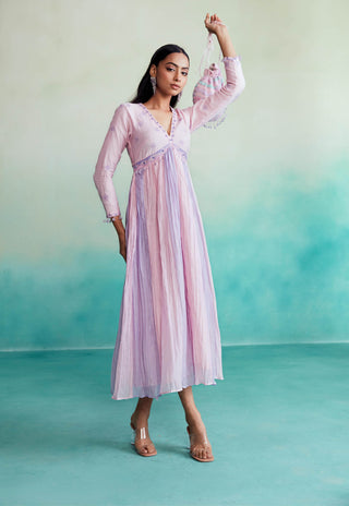 The Right Cut-Orchid Pink And Lavender Dress-INDIASPOPUP.COM