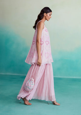 The Right Cut-Pink Rosette Kurta And Sharara-INDIASPOPUP.COM