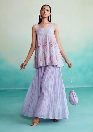 The Right Cut-Digital Lavender Kurta And Sharara-INDIASPOPUP.COM
