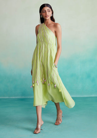 The Right Cut-Lime Green Vividora Dress-INDIASPOPUP.COM