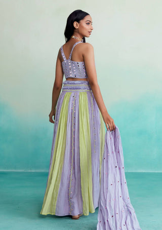 The Right Cut-Lavender Lime Amaya Skirt Set-INDIASPOPUP.COM