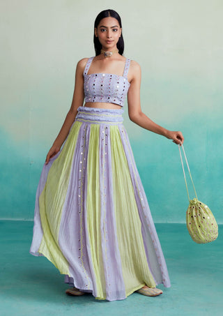 The Right Cut-Lavender Lime Amaya Skirt Set-INDIASPOPUP.COM