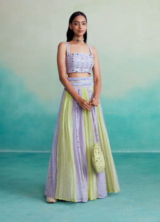 The Right Cut-Lavender Lime Amaya Skirt Set-INDIASPOPUP.COM