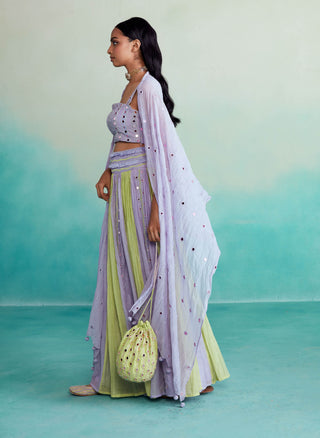 The Right Cut-Lavender Lime Amaya Skirt Set-INDIASPOPUP.COM