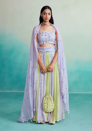 The Right Cut-Lavender Lime Amaya Skirt Set-INDIASPOPUP.COM