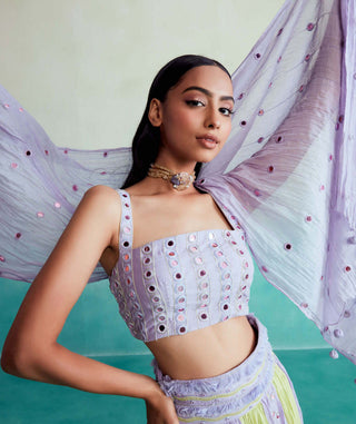 The Right Cut-Lavender Lime Amaya Skirt Set-INDIASPOPUP.COM