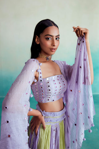 The Right Cut-Lavender Lime Amaya Skirt Set-INDIASPOPUP.COM