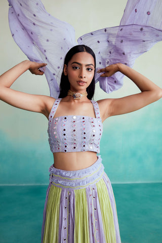 The Right Cut-Lavender Lime Amaya Skirt Set-INDIASPOPUP.COM