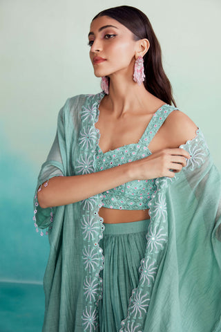 The Right Cut-Zephyr Green Jacket And Sharara Set-INDIASPOPUP.COM
