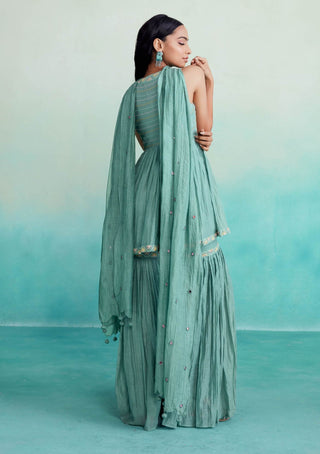 The Right Cut-Aquamarine Kurta And Sharara Set-INDIASPOPUP.COM