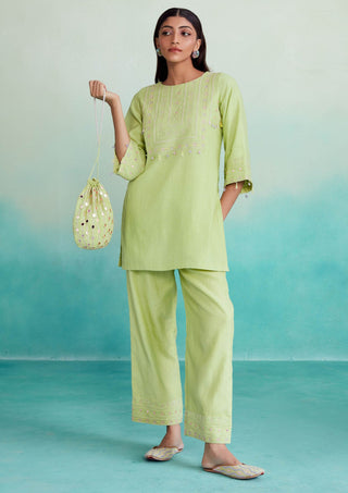 The Right Cut-Lime Citrina Kurta And Pants-INDIASPOPUP.COM