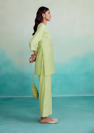 The Right Cut-Lime Citrina Kurta And Pants-INDIASPOPUP.COM