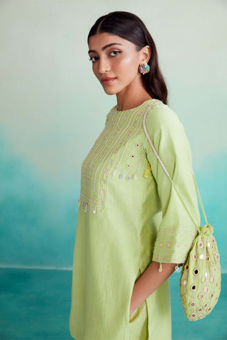 The Right Cut-Lime Citrina Kurta And Pants-INDIASPOPUP.COM
