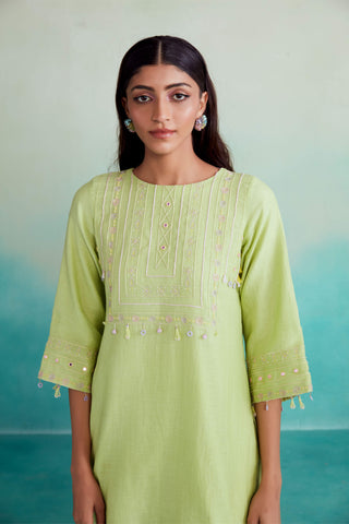 The Right Cut-Lime Citrina Kurta And Pants-INDIASPOPUP.COM