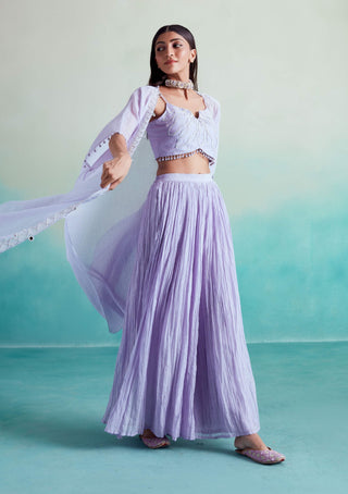 The Right Cut-Lavender Serenity Jacket And Sharara Set-INDIASPOPUP.COM