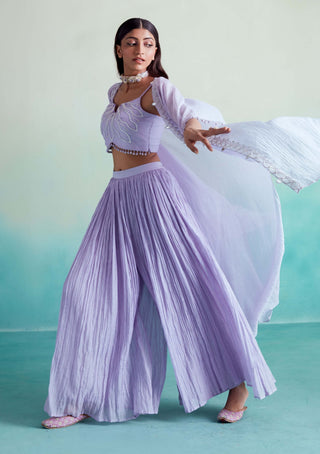 The Right Cut-Lavender Serenity Jacket And Sharara Set-INDIASPOPUP.COM