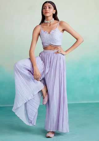 The Right Cut-Lavender Serenity Jacket And Sharara Set-INDIASPOPUP.COM