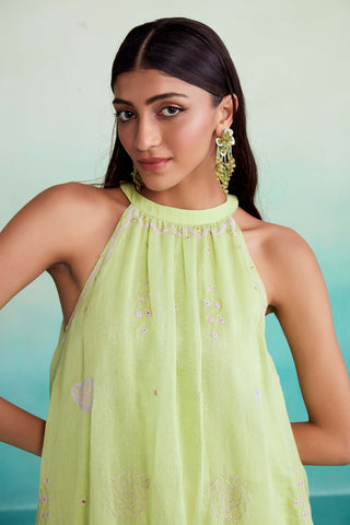 The Right Cut-Lime And Pink Kurta And Skirt-INDIASPOPUP.COM