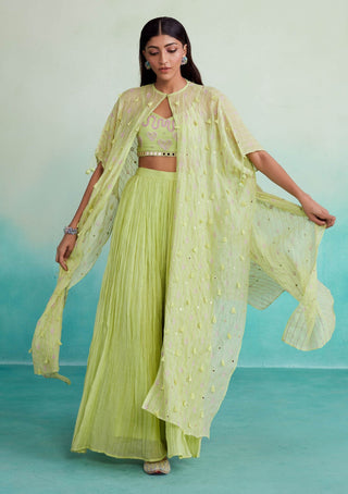 The Right Cut-Lime Green Citra Jacket And Sharara Set-INDIASPOPUP.COM