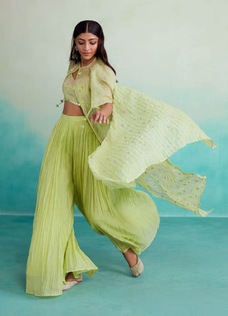 The Right Cut-Lime Green Citra Jacket And Sharara Set-INDIASPOPUP.COM