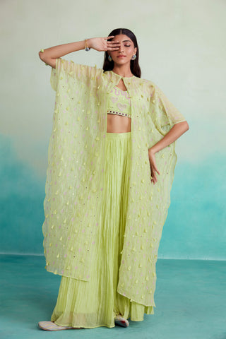 The Right Cut-Lime Green Citra Jacket And Sharara Set-INDIASPOPUP.COM