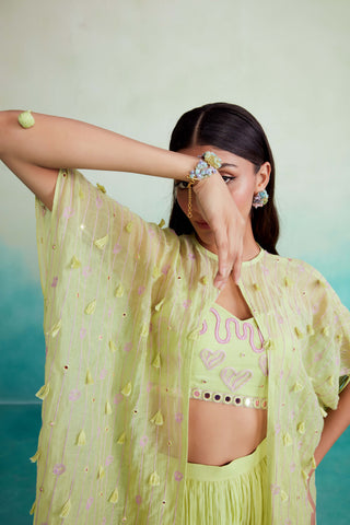 The Right Cut-Lime Green Citra Jacket And Sharara Set-INDIASPOPUP.COM
