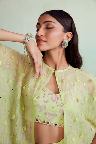 The Right Cut-Lime Green Citra Jacket And Sharara Set-INDIASPOPUP.COM