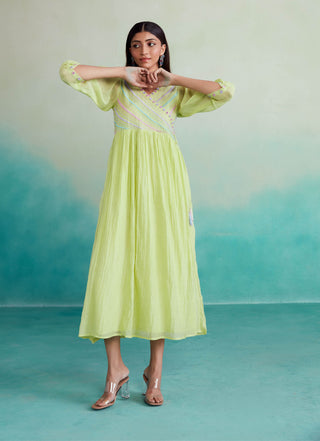 The Right Cut-Lime Green Vivid Dress-INDIASPOPUP.COM
