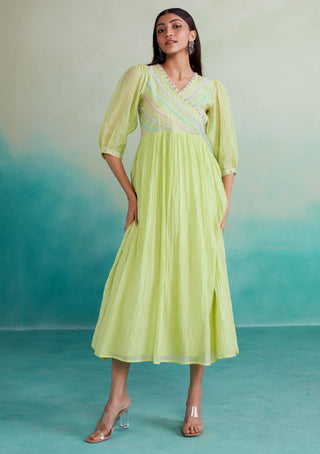 The Right Cut-Lime Green Vivid Dress-INDIASPOPUP.COM