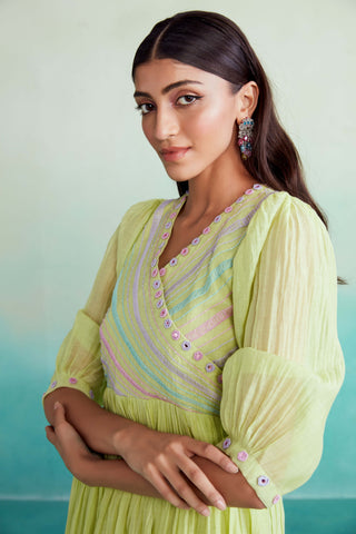 The Right Cut-Lime Green Vivid Dress-INDIASPOPUP.COM