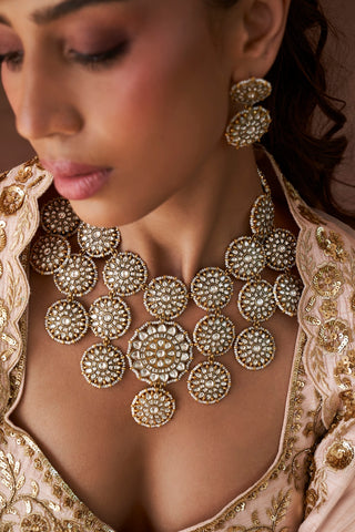 Sadhika white kundan necklace set