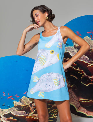 Java blue sleeveless dress