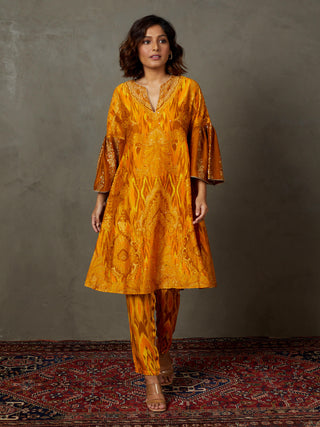 Ri.Ritu Kumar-Mustard Yellow Subhadra Kurta And Pant-INDIASPOPUP.COM