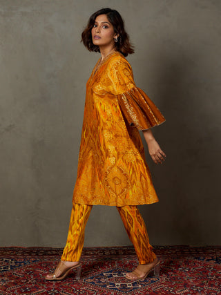 Ri.Ritu Kumar-Mustard Yellow Subhadra Kurta And Pant-INDIASPOPUP.COM