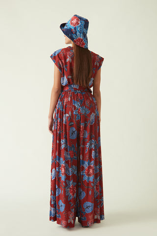 Payal Pratap-Bali Red Printed Jumpsuit With Belt-INDIASPOPUP.COM