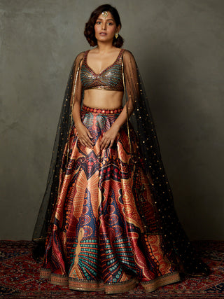 Ri.Ritu Kumar-Black Embroidered Petunia Lehenga And Blouse-INDIASPOPUP.COM