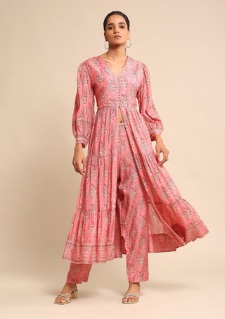 Ritu Kumar-Pink Printed Viscose Kurta And Palazzo-INDIASPOPUP.COM