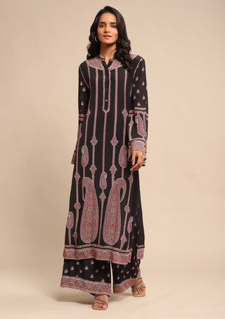 Ritu Kumar-Black Printed Crepe Kurta And Palazzo-INDIASPOPUP.COM