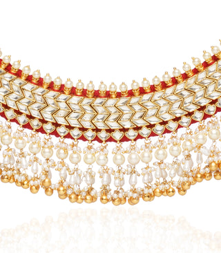 Monita white kundan necklace set
