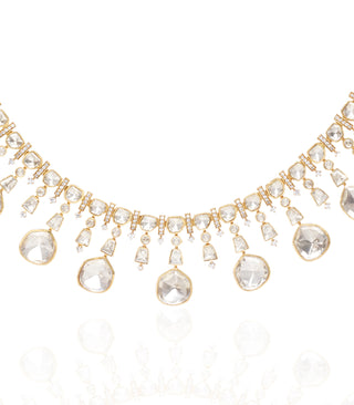 Prabha golden moissanite necklace set