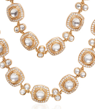 Kaushiki golden moissanite necklace set