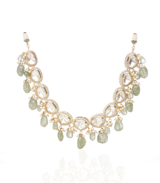 Jayaswi green polki choker and earrings